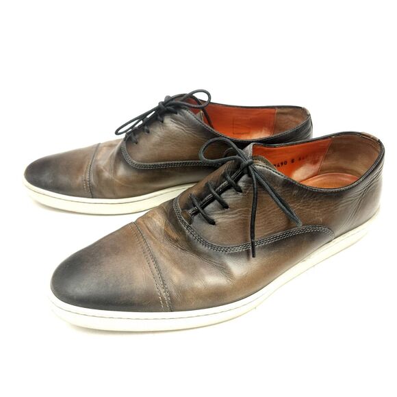 Santoni Mens Shoes 11.5 D Gray Durbin Bund Cap Toe Oxford Italian  display picture 1